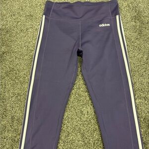 Adidas Kids Leggings in Deep Purple with White Stripes